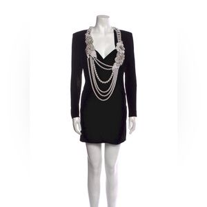 Balmain black velvet minidress (V-shape) 36eu/4us